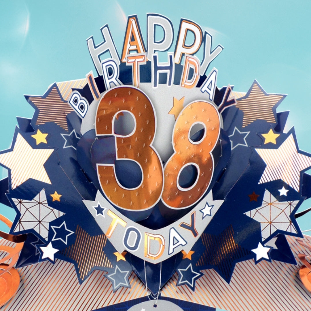 38th Birthday Card Pop Up 3D Happy Birthday Card Age 38 Today 3D For Him
