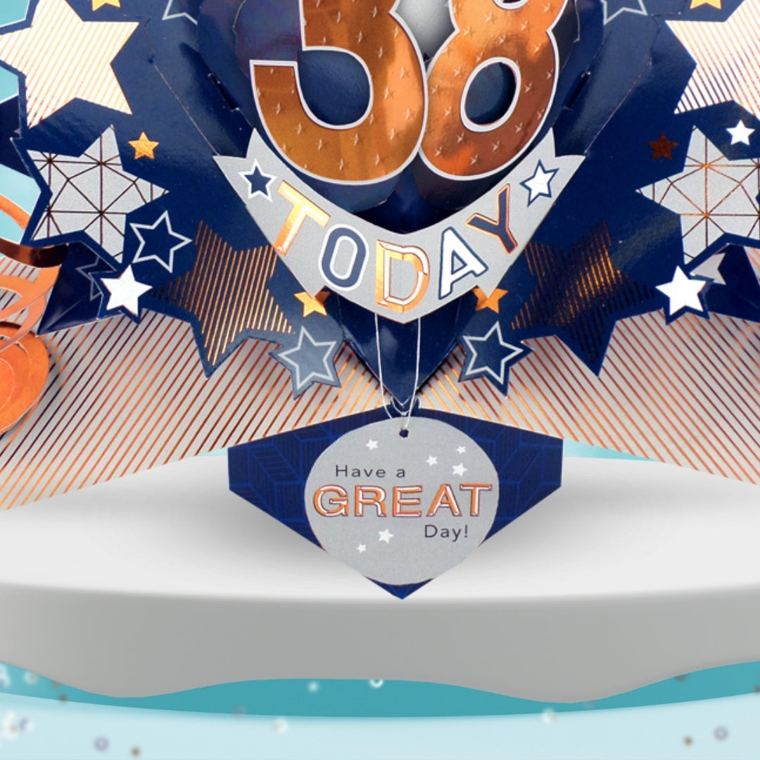 38th Birthday Card Pop Up 3D Happy Birthday Card Age 38 Today 3D For Him