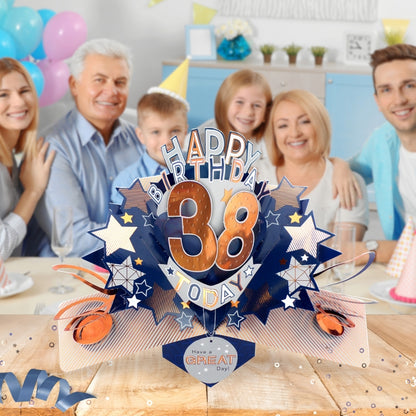 38th Birthday Card Pop Up 3D Happy Birthday Card Age 38 Today 3D For Him