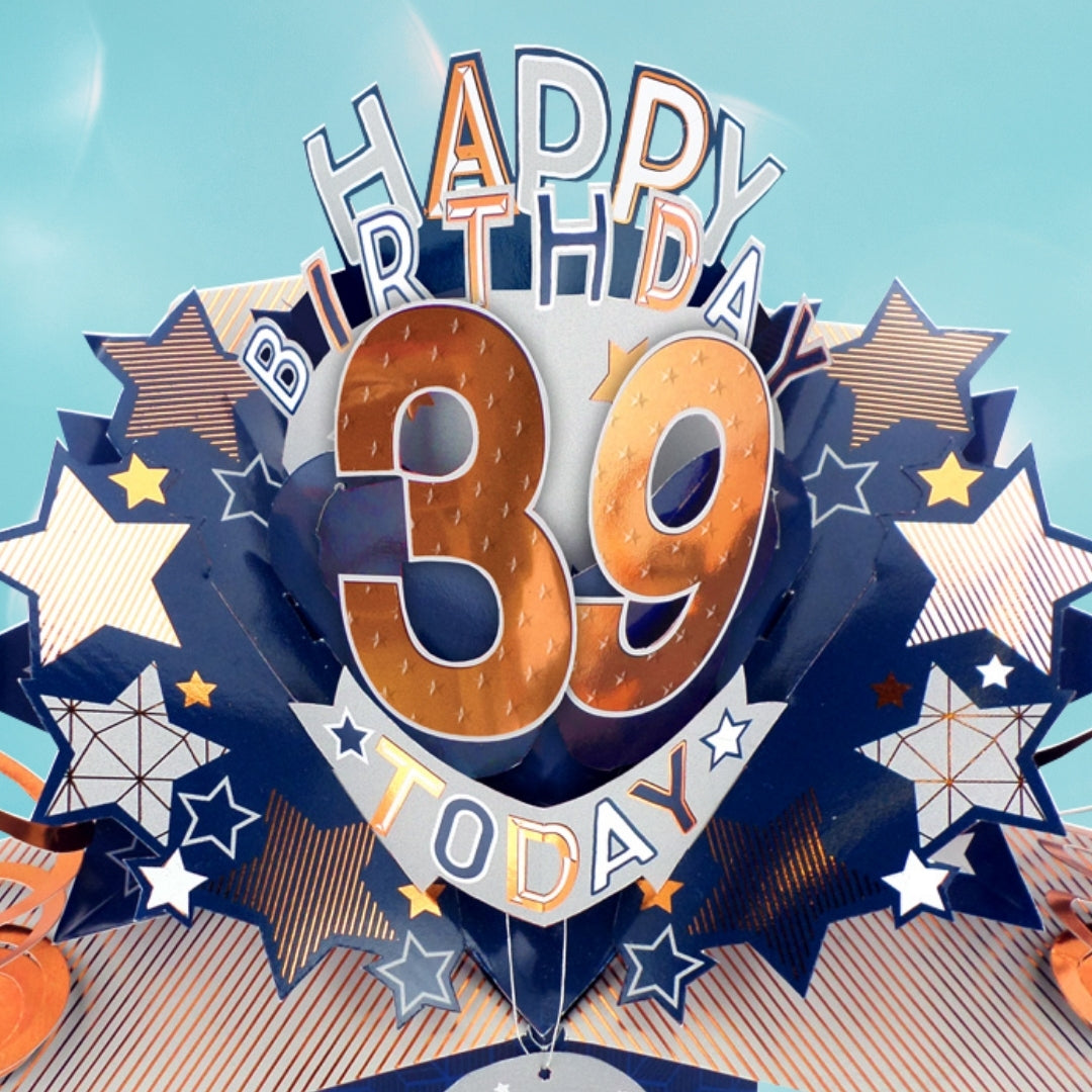 39th Birthday Card Pop Up 3D Happy Birthday Card Age 39 Today 3D For Him