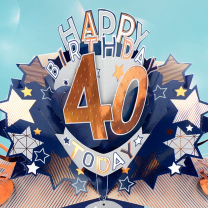 40th Birthday Card Pop Up 3D Happy Birthday Card Age 40 Today 3D For Him