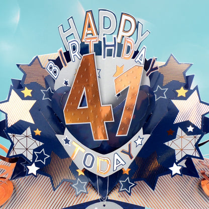 41st Birthday Card Pop Up 3D Happy Birthday Card Age 41 Today 3D For Him