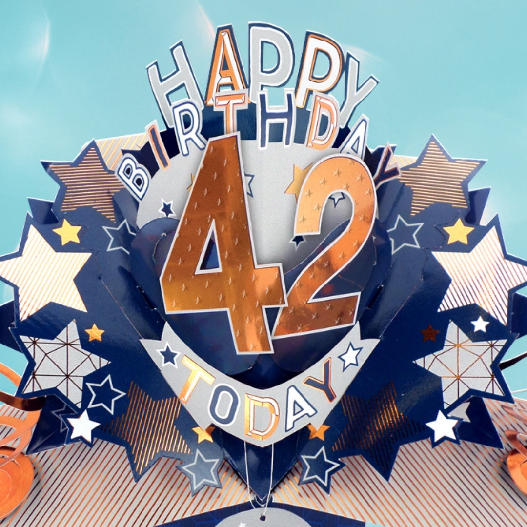 42nd Birthday Card Pop Up 3D Happy Birthday Card Age 42 Today 3D For Him