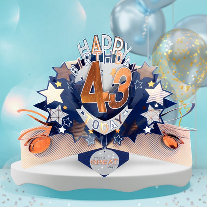 43rd Birthday Card Pop Up 3D Happy Birthday Card Age 43 Today 3D For Him