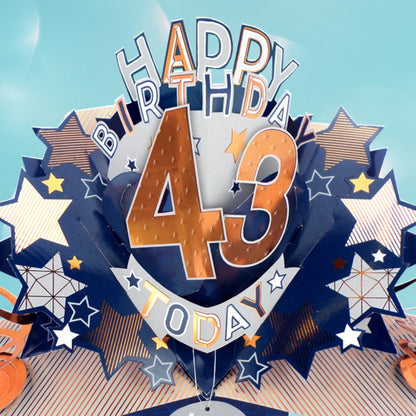 43rd Birthday Card Pop Up 3D Happy Birthday Card Age 43 Today 3D For Him