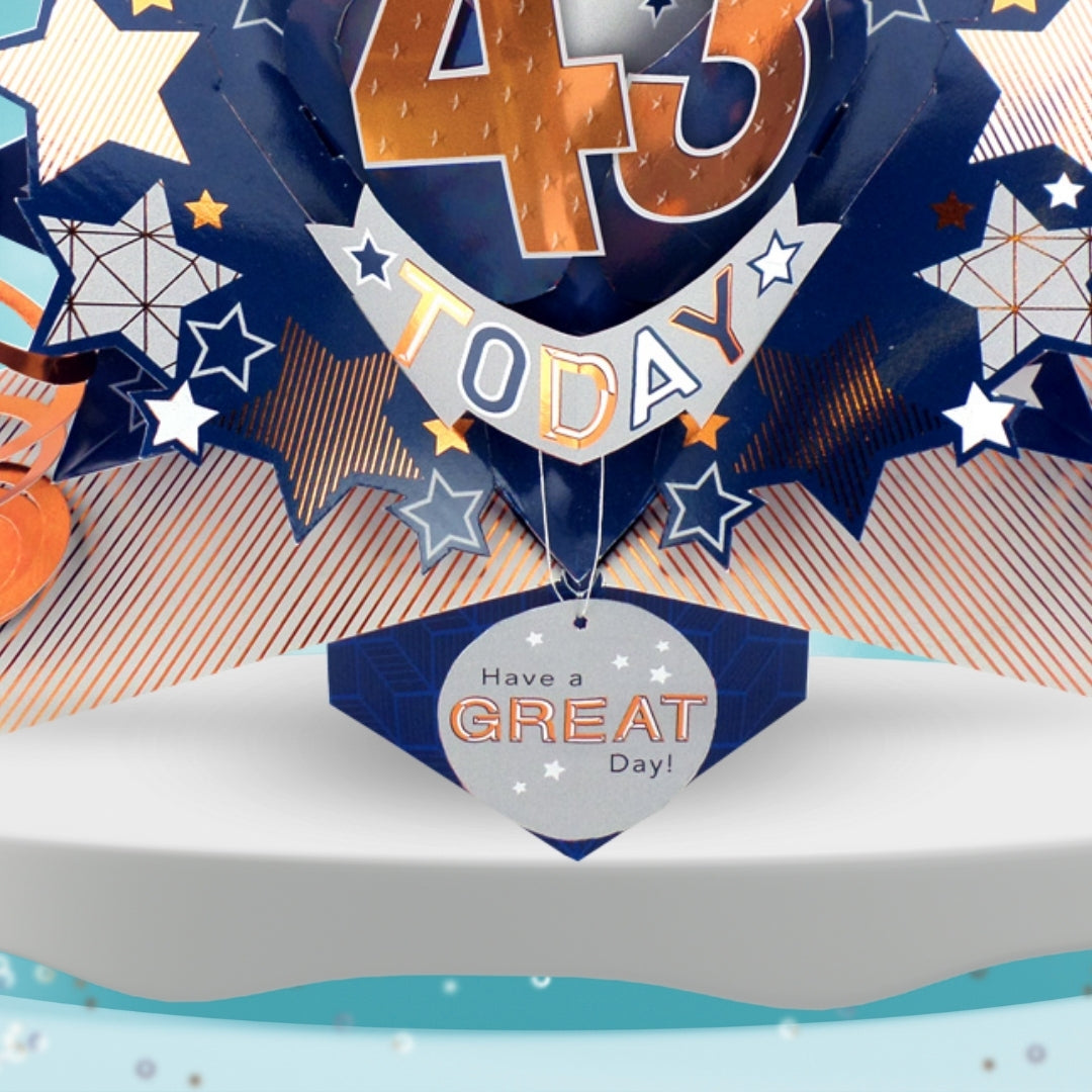 43rd Birthday Card Pop Up 3D Happy Birthday Card Age 43 Today 3D For Him