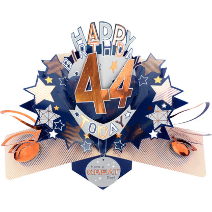 44th Birthday Card Pop Up 3D Happy Birthday Card Age 44 Today 3D For Him