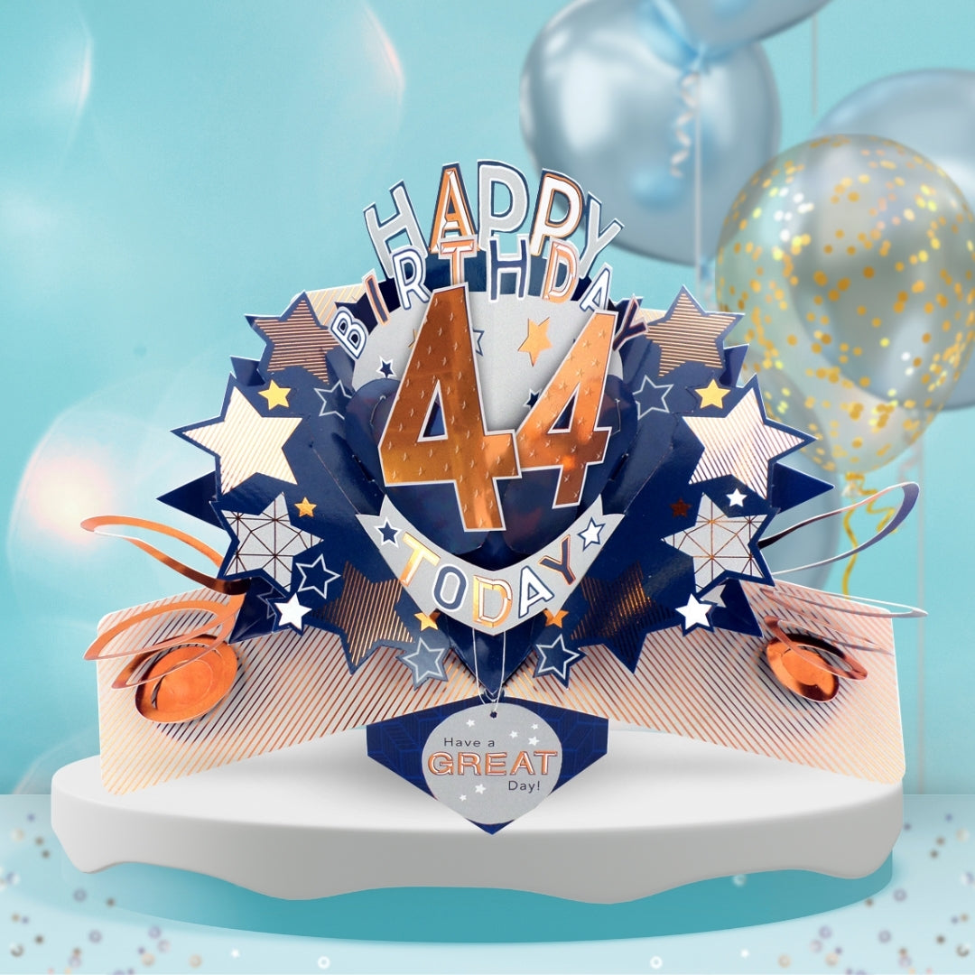 44th Birthday Card Pop Up 3D Happy Birthday Card Age 44 Today 3D For Him