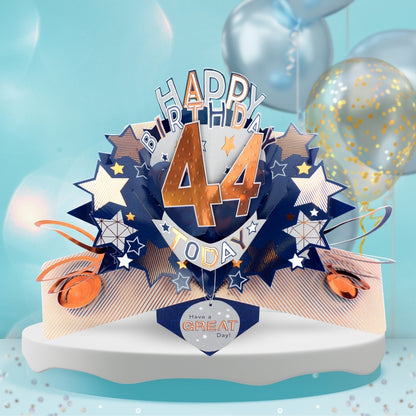 44th Birthday Card Pop Up 3D Happy Birthday Card Age 44 Today 3D For Him