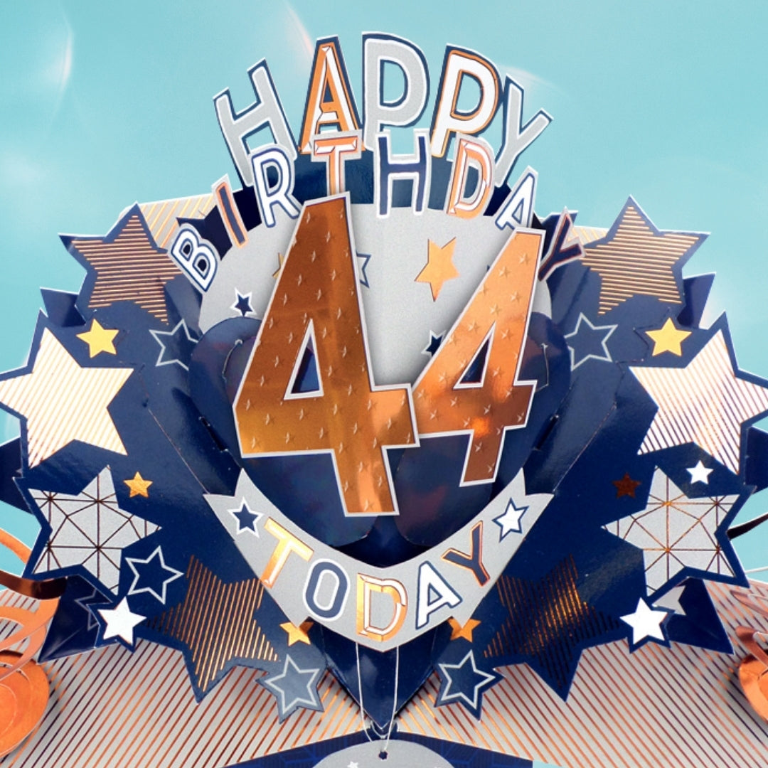 44th Birthday Card Pop Up 3D Happy Birthday Card Age 44 Today 3D For Him