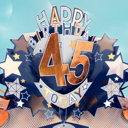 45th Birthday Card Pop Up 3D Happy Birthday Card Age 45 Today 3D For Him