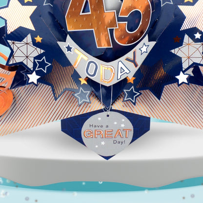 45th Birthday Card Pop Up 3D Happy Birthday Card Age 45 Today 3D For Him