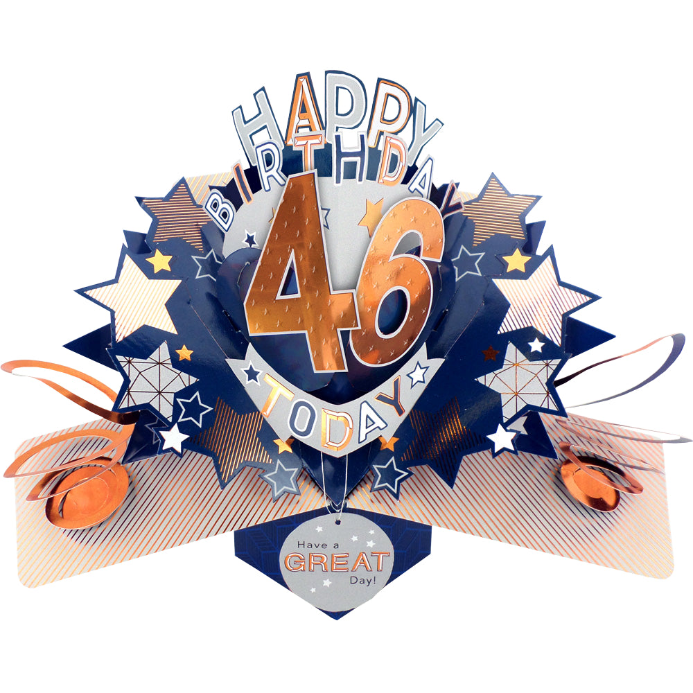 46th Birthday Card Pop Up 3D Happy Birthday Card Age 46 Today 3D For Him