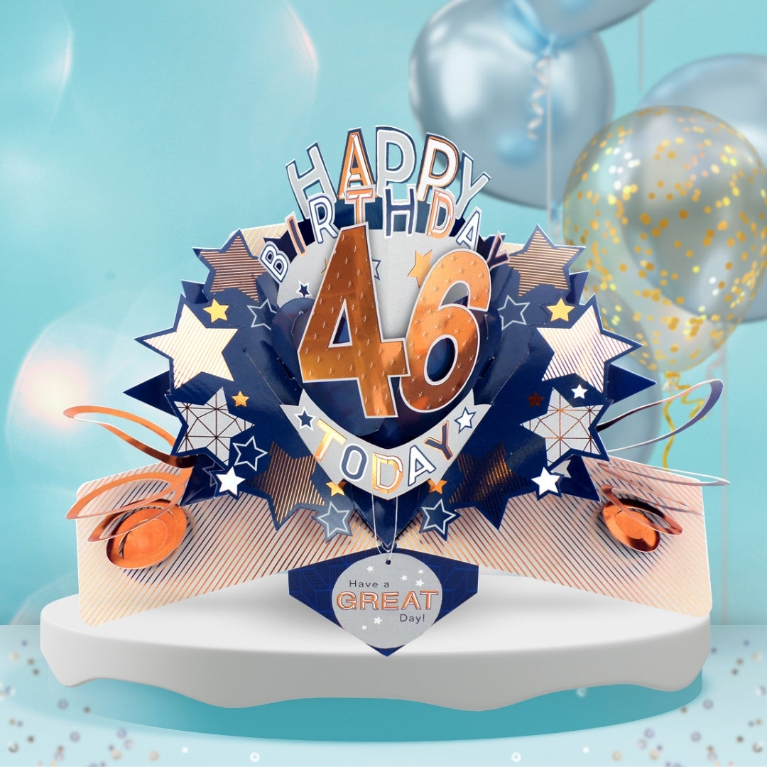 46th Birthday Card Pop Up 3D Happy Birthday Card Age 46 Today 3D For Him