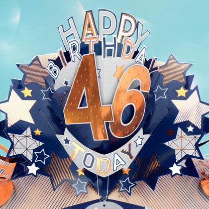 46th Birthday Card Pop Up 3D Happy Birthday Card Age 46 Today 3D For Him