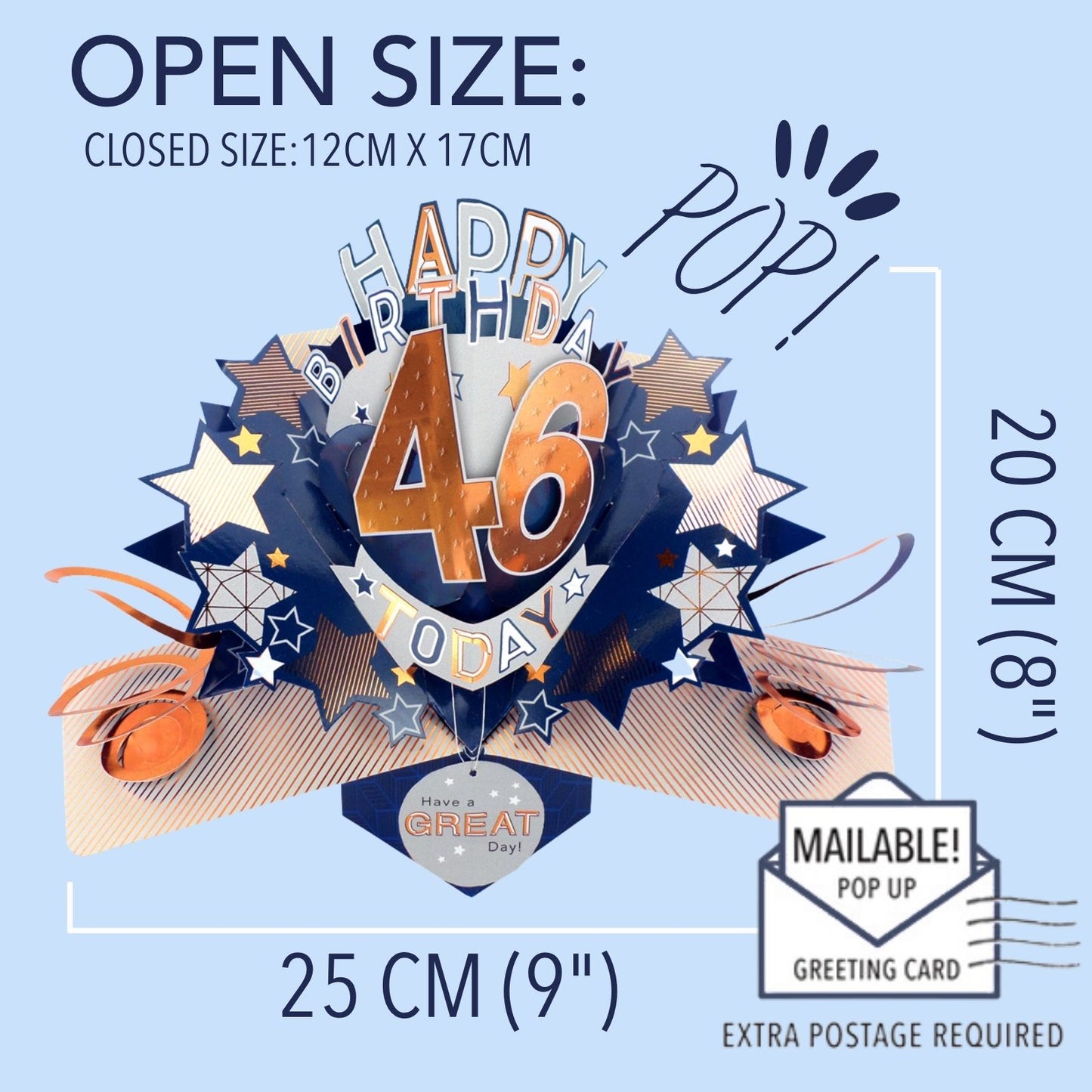 46th Birthday Card Pop Up 3D Happy Birthday Card Age 46 Today 3D For Him