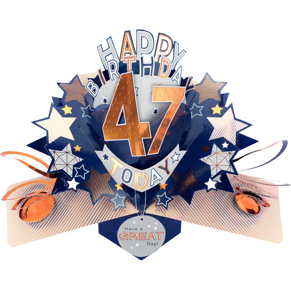 47th Birthday Card Pop Up 3D Happy Birthday Card Age 47 Today 3D For Him