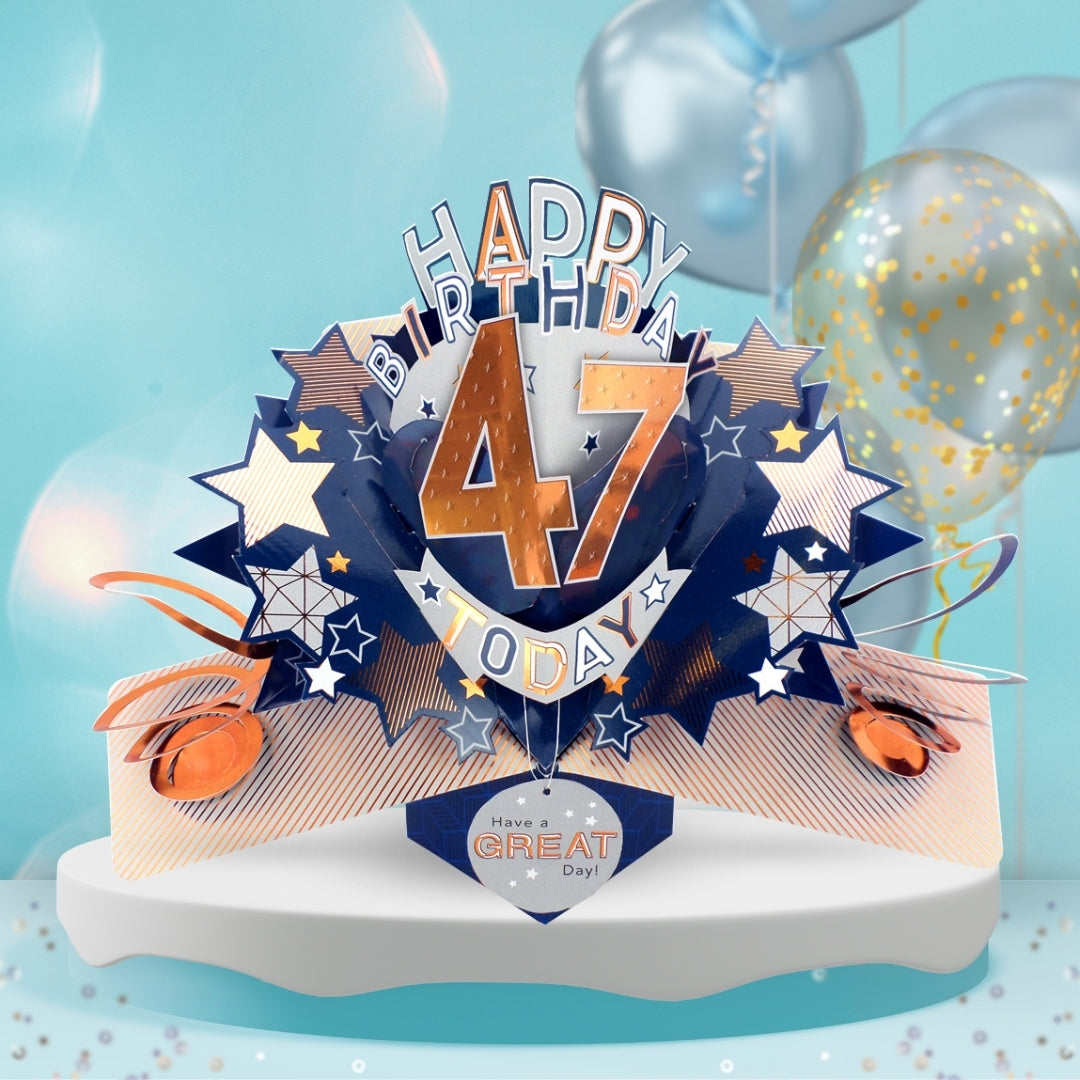 47th Birthday Card Pop Up 3D Happy Birthday Card Age 47 Today 3D For Him