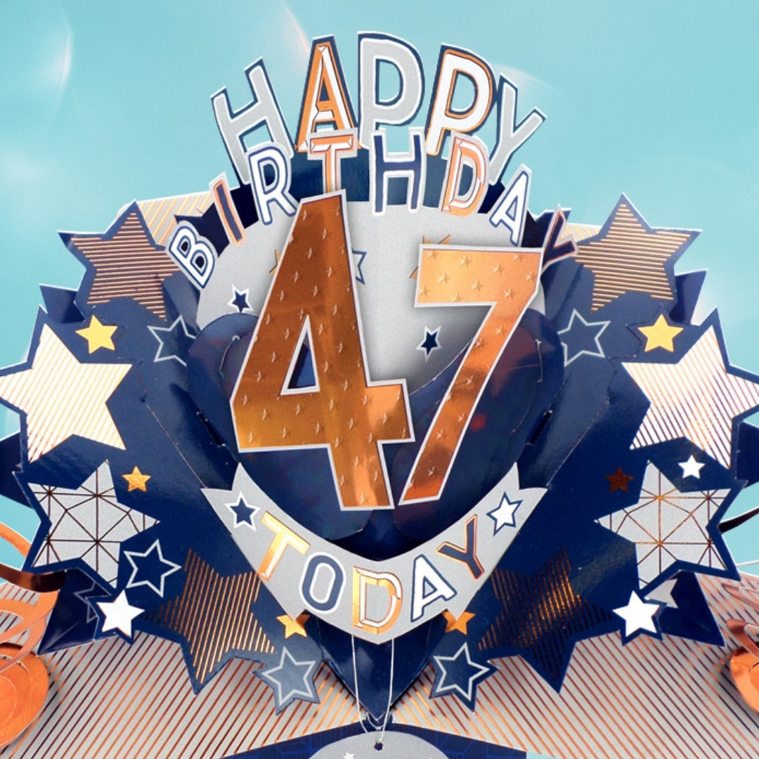 47th Birthday Card Pop Up 3D Happy Birthday Card Age 47 Today 3D For Him