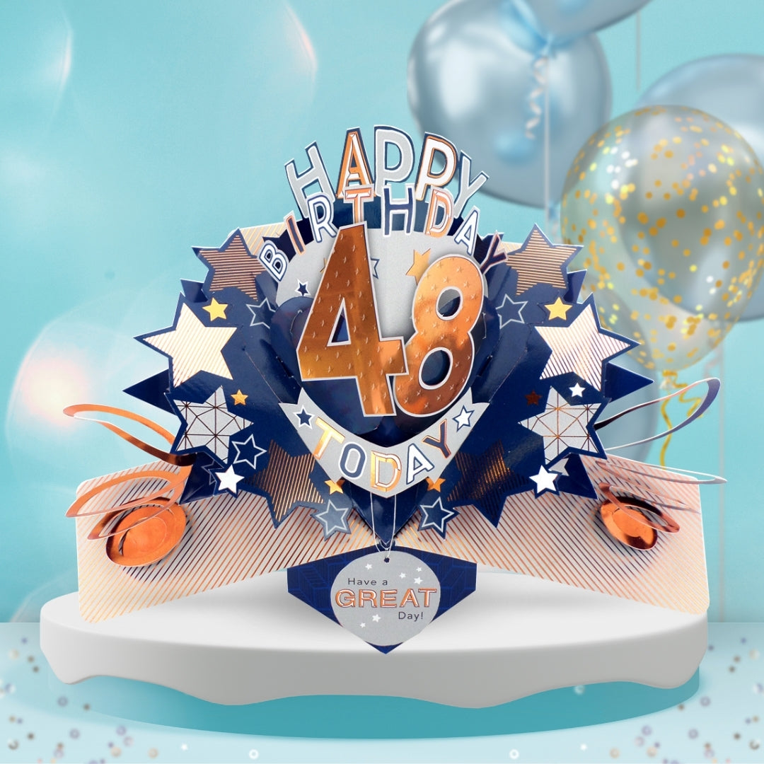 48th Birthday Card Pop Up 3D Happy Birthday Card Age 48 Today 3D For Him