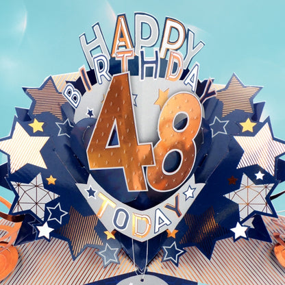 48th Birthday Card Pop Up 3D Happy Birthday Card Age 48 Today 3D For Him