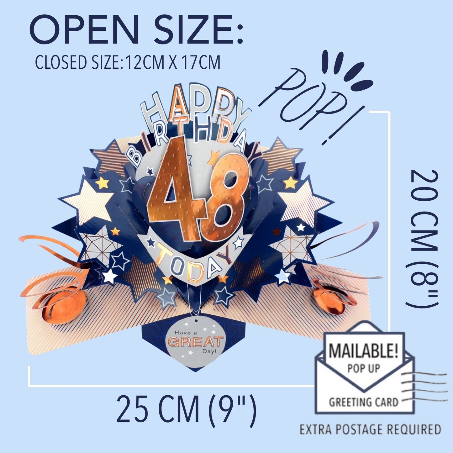 48th Birthday Card Pop Up 3D Happy Birthday Card Age 48 Today 3D For Him
