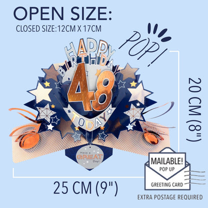 48th Birthday Card Pop Up 3D Happy Birthday Card Age 48 Today 3D For Him