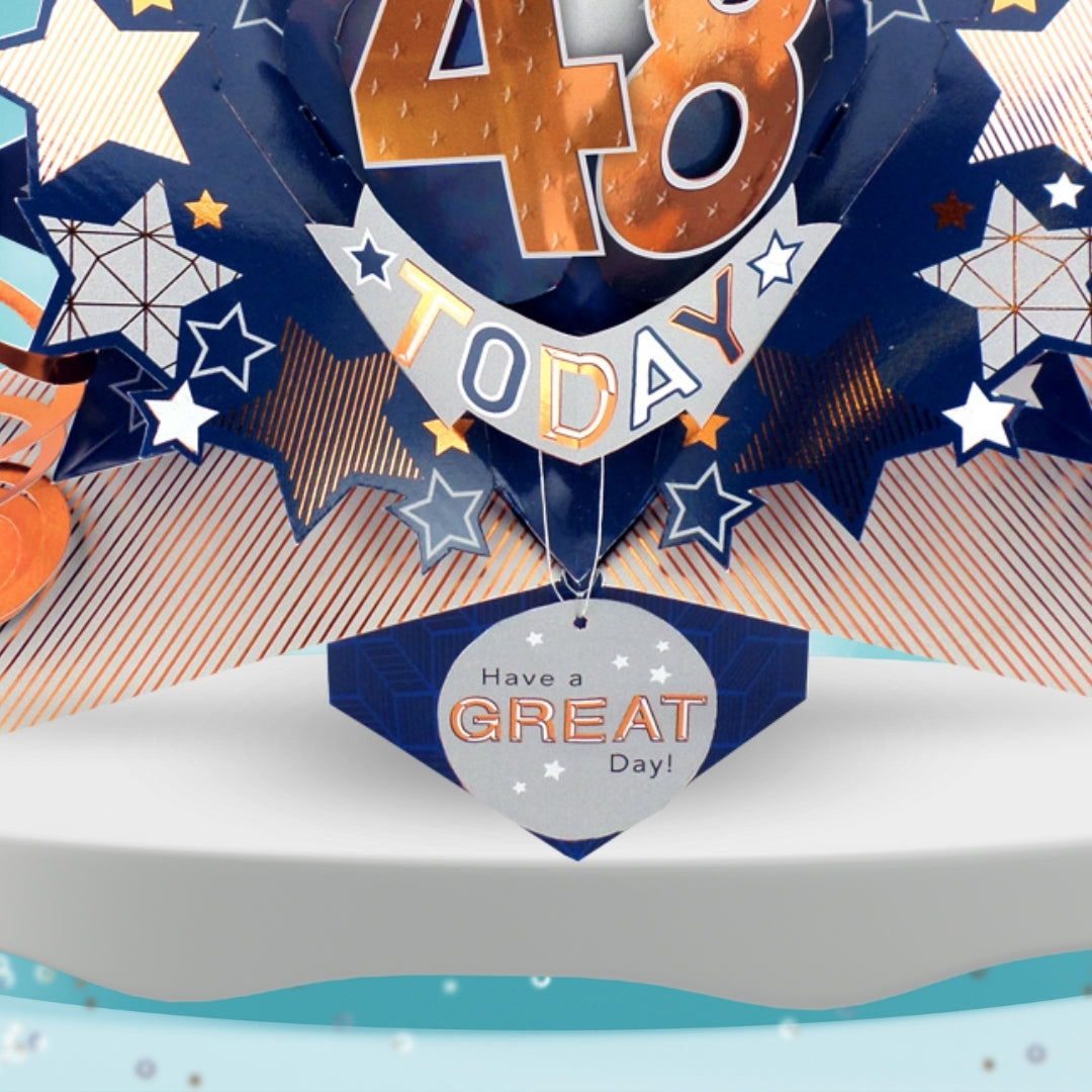 48th Birthday Card Pop Up 3D Happy Birthday Card Age 48 Today 3D For Him