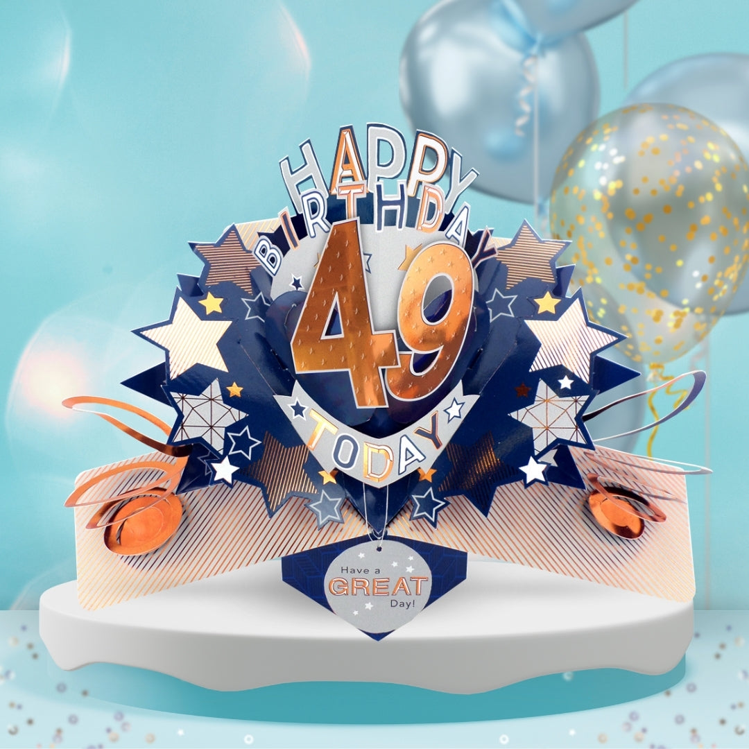49th Birthday Card Pop Up 3D Happy Birthday Card Age 49 Today 3D For Him