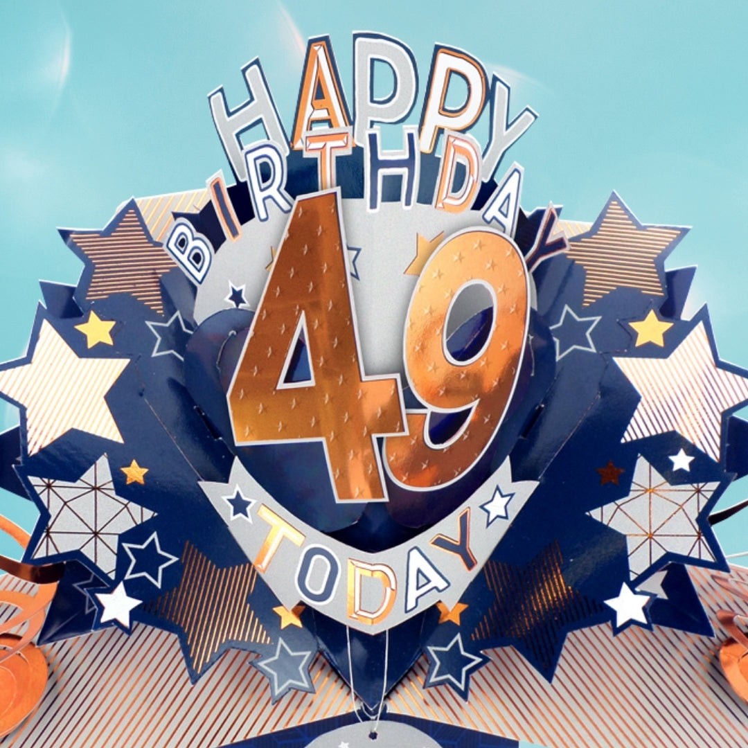 49th Birthday Card Pop Up 3D Happy Birthday Card Age 49 Today 3D For Him