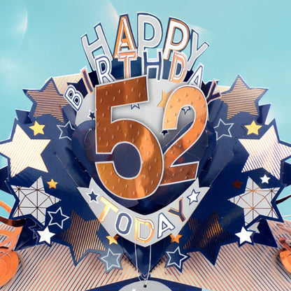 52nd Birthday Card Pop Up 3D Happy Birthday Card Age 52 Today 3D For Him