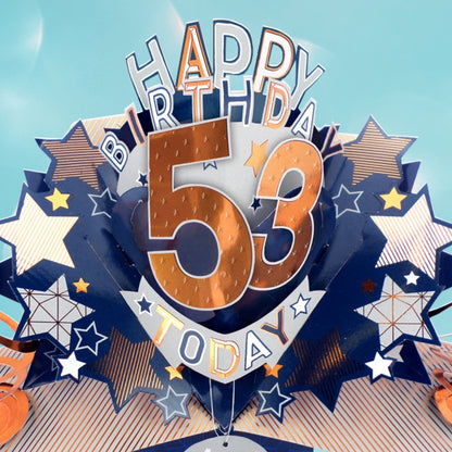 53rd Birthday Card Pop Up 3D Happy Birthday Card Age 53 Today 3D For Him