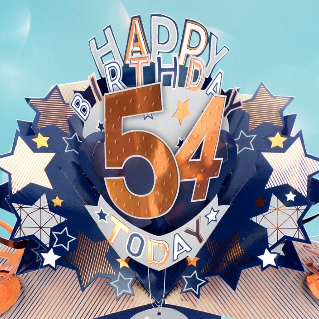 54th Birthday Card Pop Up 3D Happy Birthday Card Age 54 Today 3D For Him