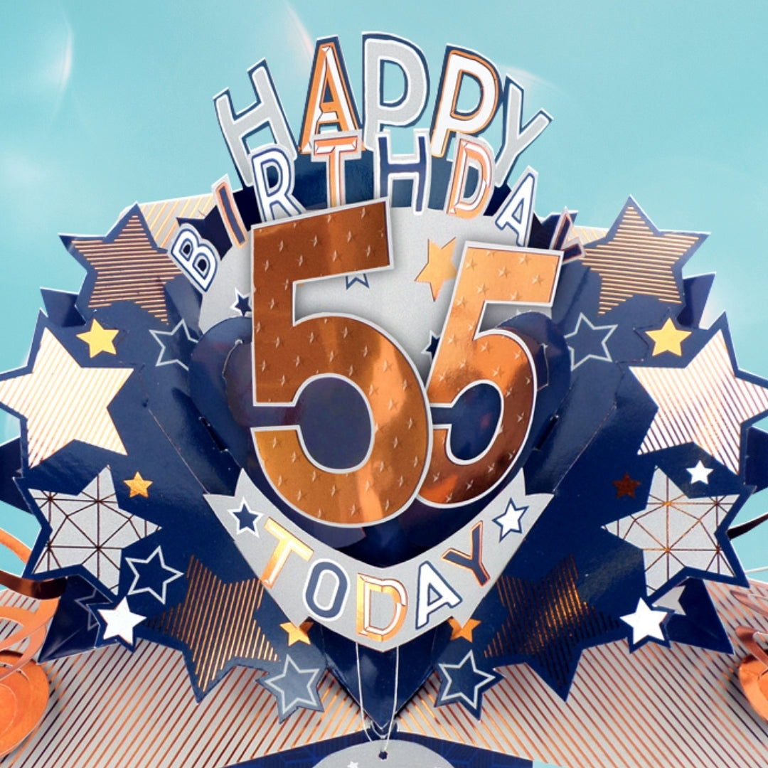 55th Birthday Card Pop Up 3D Happy Birthday Card Age 55 Today 3D For Him