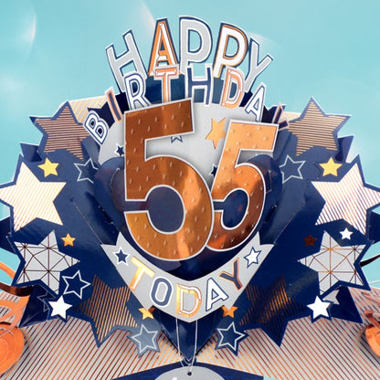 55th Birthday Card Pop Up 3D Happy Birthday Card Age 55 Today 3D For Him