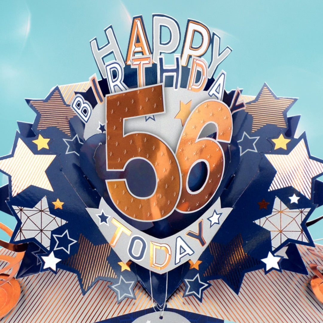 56th Birthday Card Pop Up 3D Happy Birthday Card Age 56 Today 3D For Him