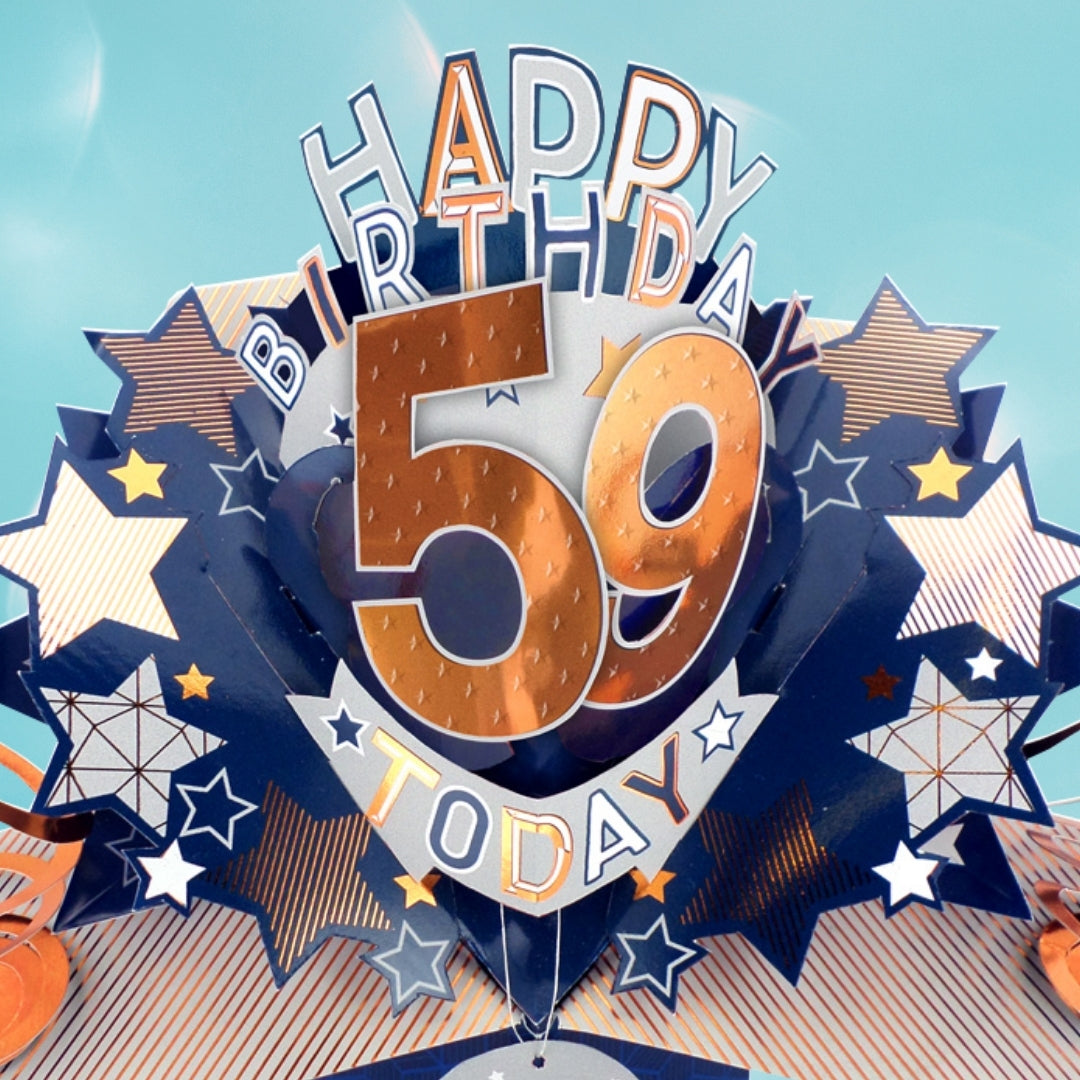 59th Birthday Card Pop Up 3D Happy Birthday Card Age 59 Today 3D For Him