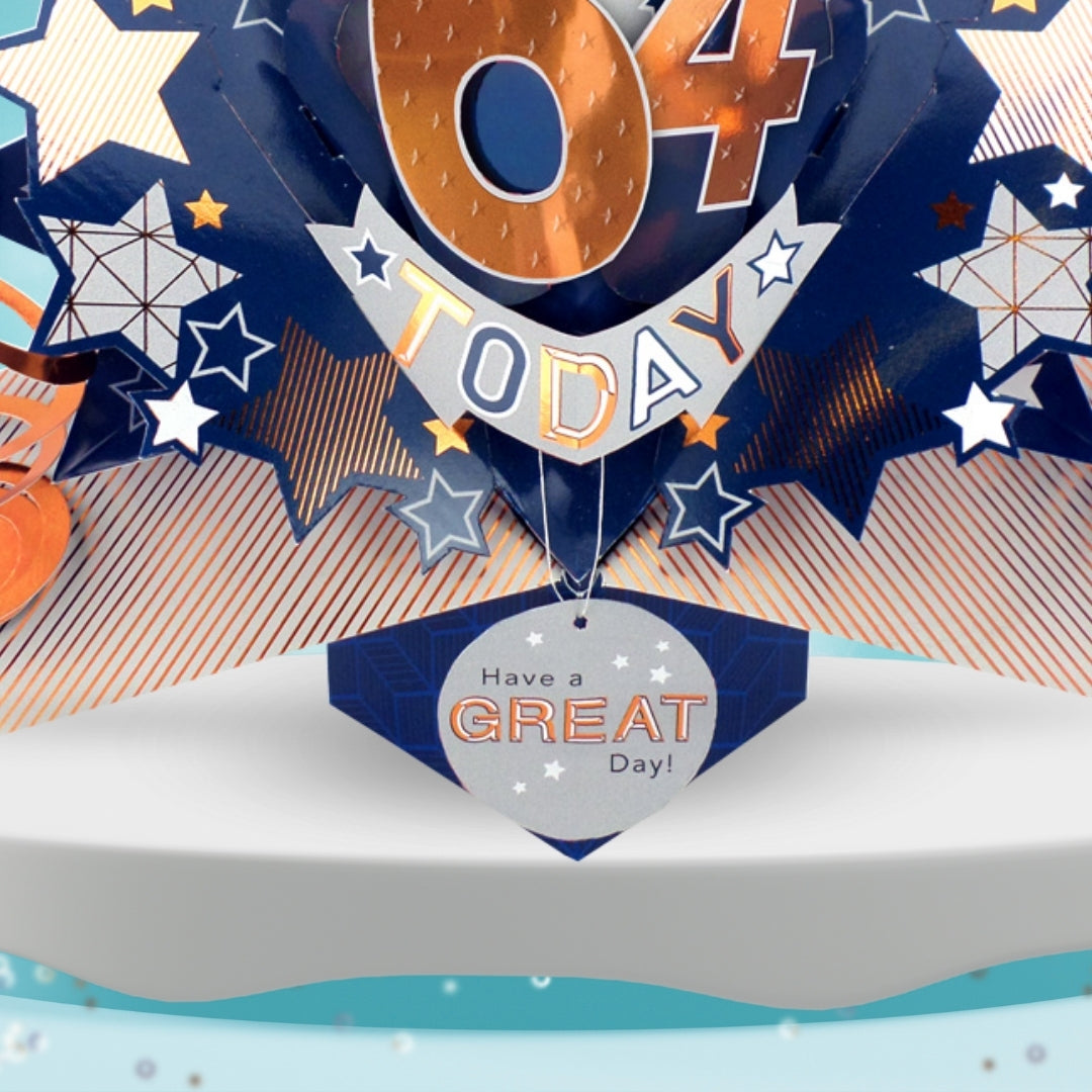 64th Birthday Card Pop Up 3D Happy Birthday Card Age 64 Today 3D For Him