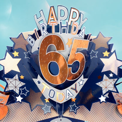 65th Birthday Card Pop Up 3D Happy Birthday Card Age 65 Today 3D For Him