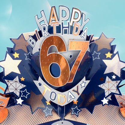 67th Birthday Card Pop Up 3D Happy Birthday Card Age 67 Today 3D For Him