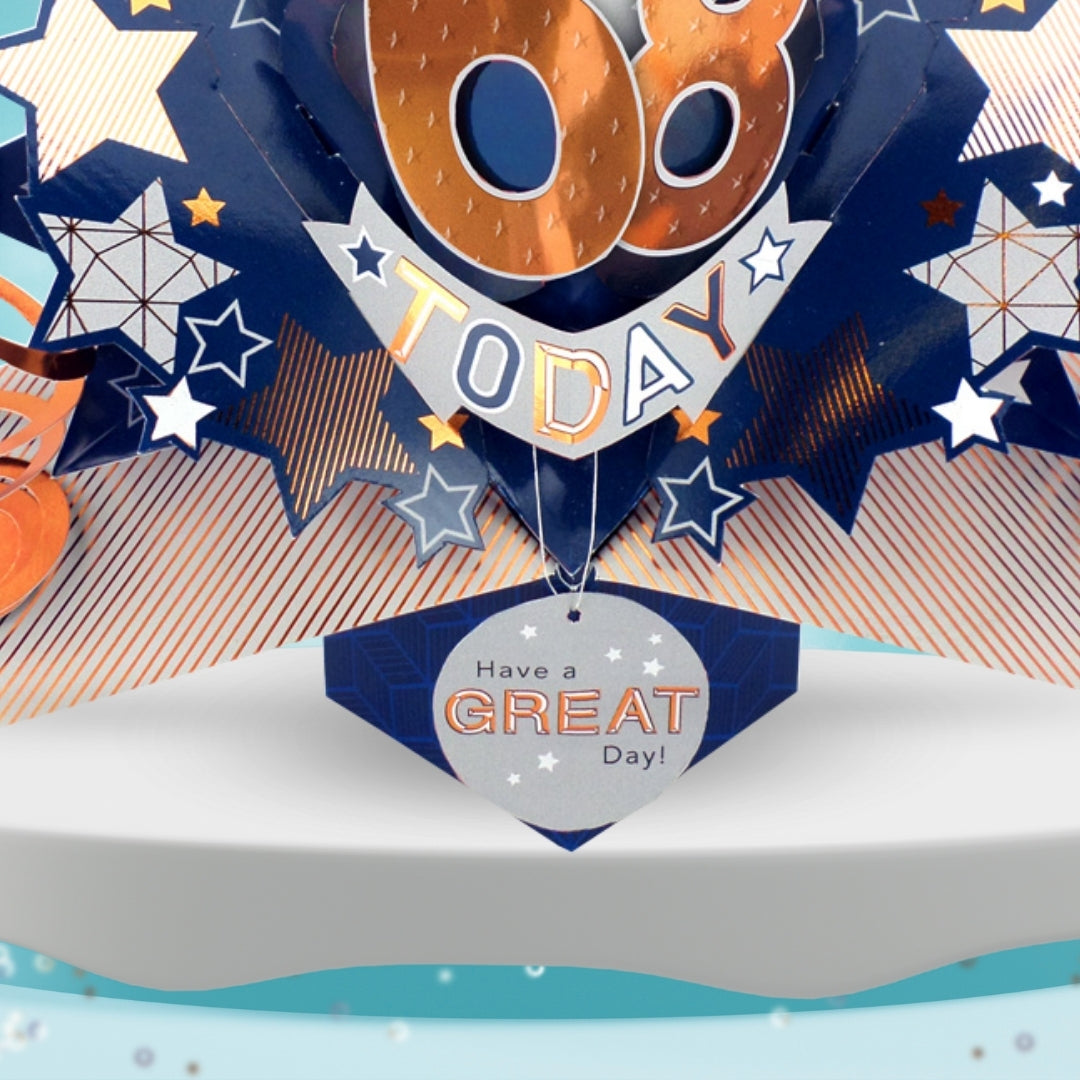 68th Birthday Card Pop Up 3D Happy Birthday Card Age 68 Today 3D For Him