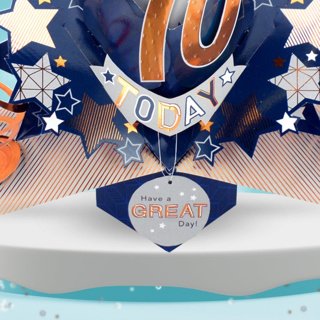70th Birthday Card Pop Up 3D Happy Birthday Card Age 70 Today 3D For Him