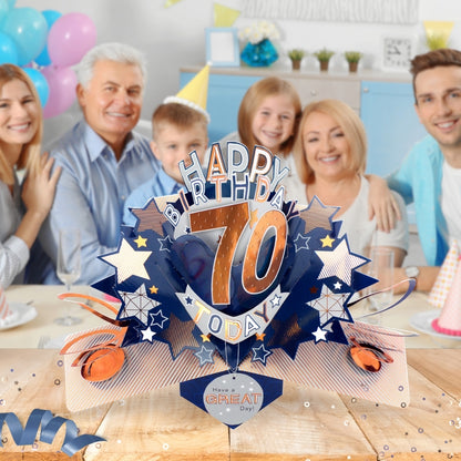 70th Birthday Card Pop Up 3D Happy Birthday Card Age 70 Today 3D For Him