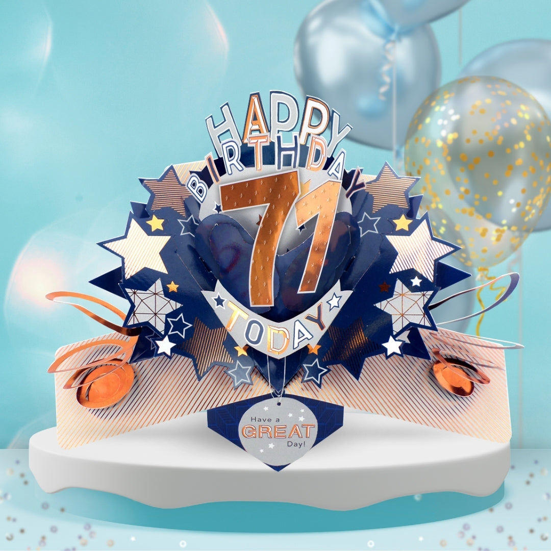 71st Birthday Card Pop Up 3D Happy Birthday Card Age 71 Today 3D For Him