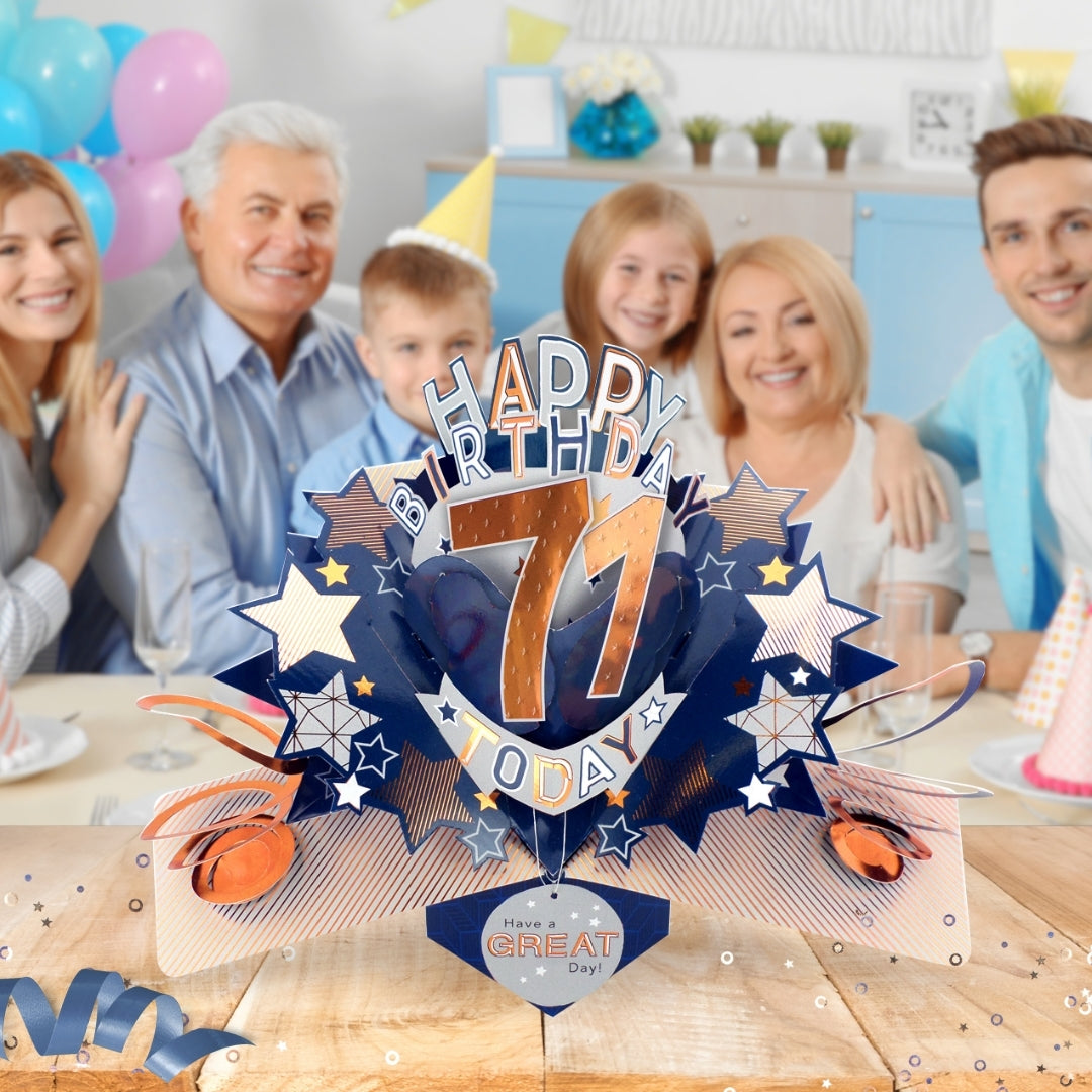 71st Birthday Card Pop Up 3D Happy Birthday Card Age 71 Today 3D For Him