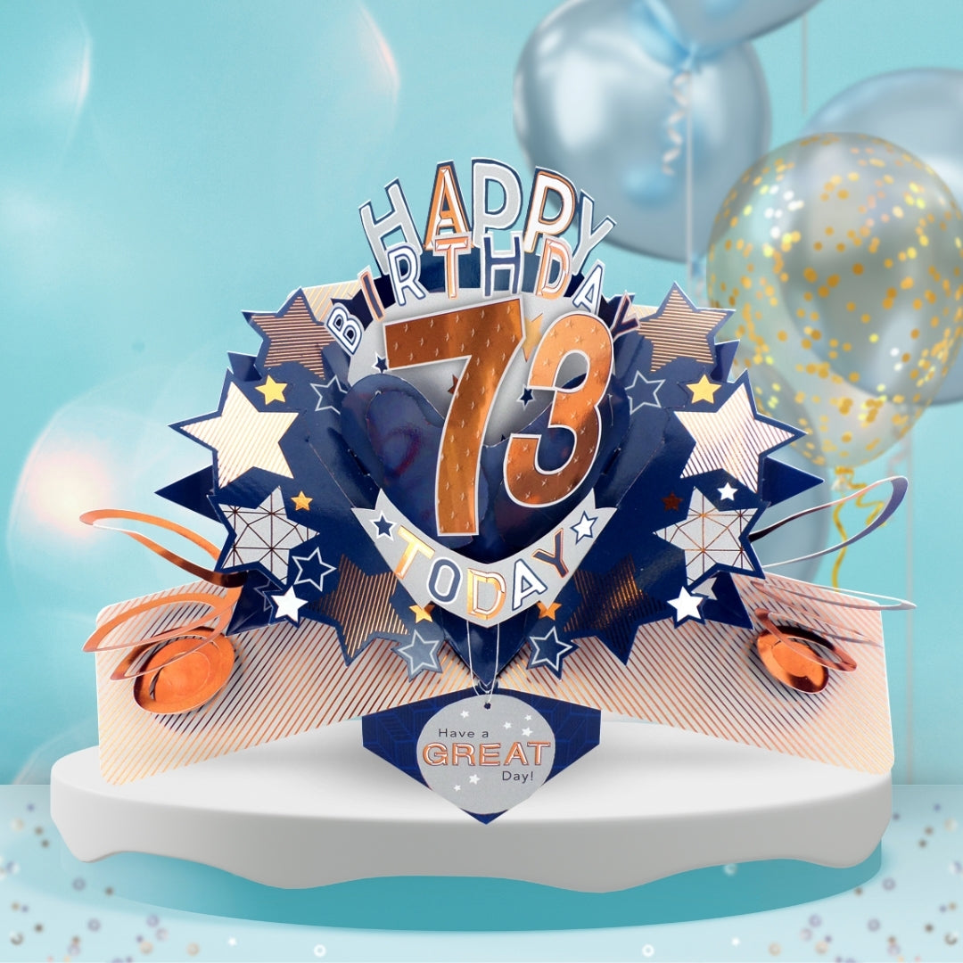 73rd Birthday Card Pop Up 3D Happy Birthday Card Age 73 Today 3D For Him