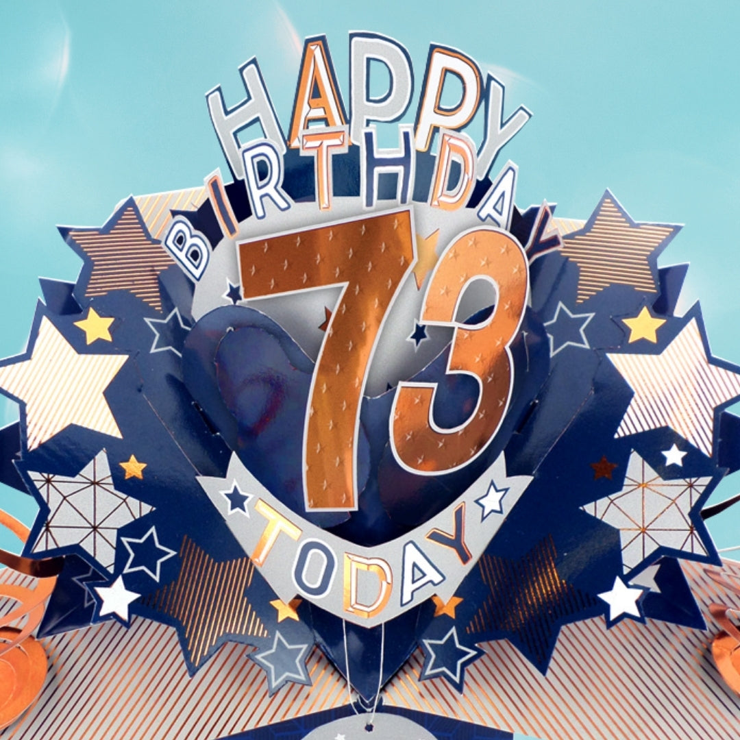 73rd Birthday Card Pop Up 3D Happy Birthday Card Age 73 Today 3D For Him