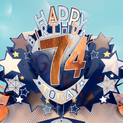 74th Birthday Card Pop Up 3D Happy Birthday Card Age 74 Today 3D For Him