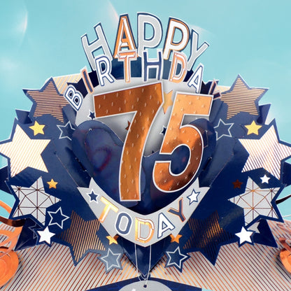 75th Birthday Card Pop Up 3D Happy Birthday Card Age 75 Today 3D For Him