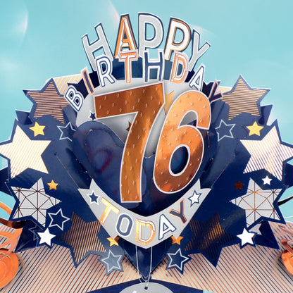 76th Birthday Card Pop Up 3D Happy Birthday Card Age 76 Today 3D For Him